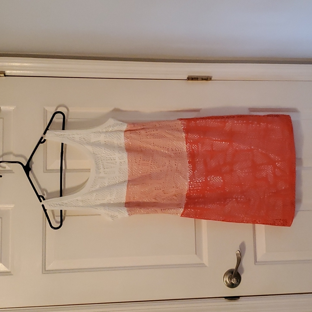 Color block mesh knit tank dress
